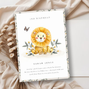 Cute Baby Lion Foliage Elke zondag Uitnodigen Bedankkaart