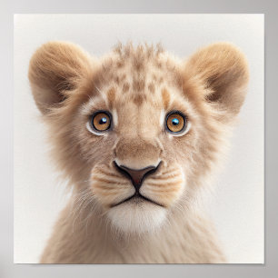 Cute Baby Lion Portrait   Vierkant 1:1 Poster
