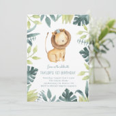 Cute Baby Lion Prince Tropical Oerwoud Birthday Kaart (Staand voorkant)