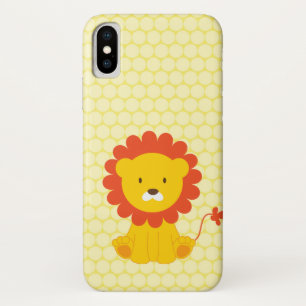 Cute Baby Lion Yellow Polka Dot Pattern iPhone X Hoesje