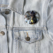 Cute baby macaque aap banana ronde button 5,7 cm (In situ)