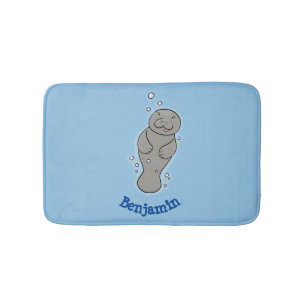 Cute baby manatee met bellenillustratie badmat