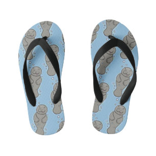 Cute baby manatee met bellenillustratie kinder teenslippers
