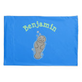 Cute baby manatee met bellenillustratie kussensloop (Achterkant)