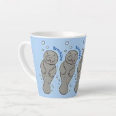 Cute baby manatee met bellenillustratie latte mok (Linkerhoek)