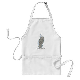 Cute baby manatee met bellenillustratie standaard schort