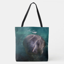 Cute baby manatee over de canvas tas