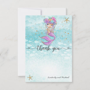 Cute Baby Mermaid Birthday BABY SHOWER Bedankkaart