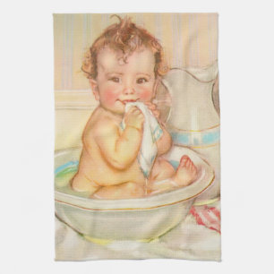 Cute Baby met een wissel Theedoek