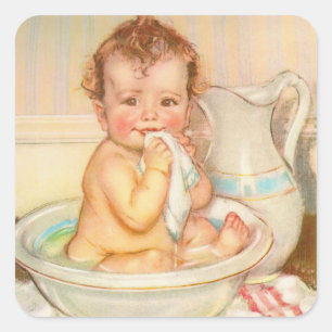 Cute Baby met een wissel Vierkante Sticker