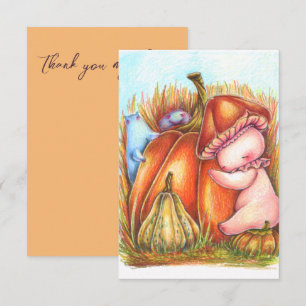 Cute Baby met pompoenen paddestoelenkool Bedankkaart