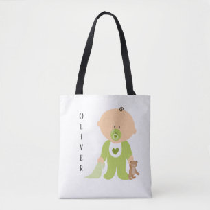 Cute Baby met Teddy Bear Personalize Diaper Draagtas
