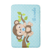 Cute Baby Monkey Blue Polka Dots Badmat (Voorkant Verticaal)