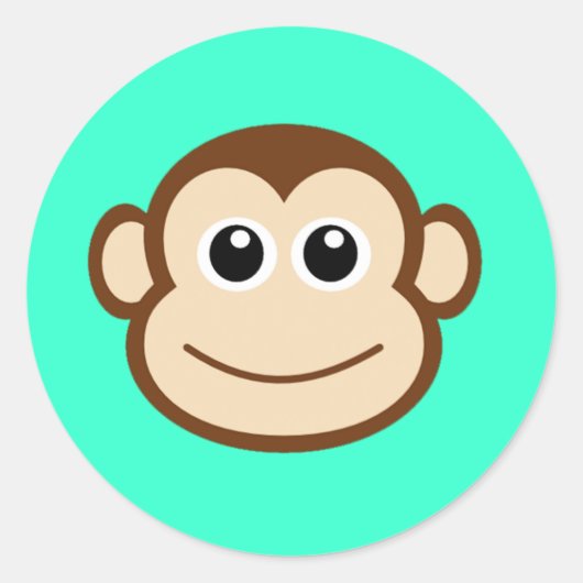Cute Baby Monkey Face Ronde Sticker (Voorkant)