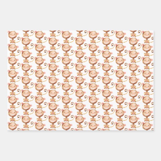 Cute Baby Monkey Funny Cartoon Chimp Inpakpapier Vel (Voorkant 3)