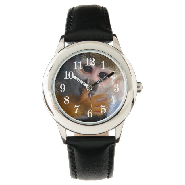 Cute Baby Monkey gered Horloge (Voorkant)