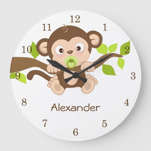 Cute Baby Monkey Wall klokken (Voorkant)