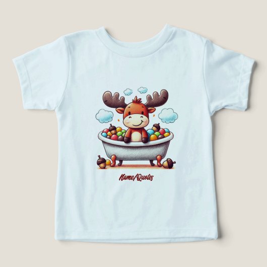 Cute Baby Moose Bath Time Cartoon Illustration (Design Recto)