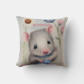 Cute Baby Mouse Pastel Waterverf Spring Flowers Kussen (Voorkant)