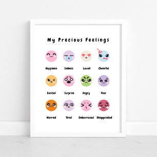 Cute Baby Nursery Feelings Education Poster