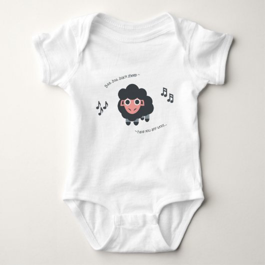 Cute baby nursery rhyme body suit ba zwarte schaap romper (Voorkant)