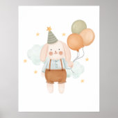 Cute Baby Nursery Witte Konijn Wolk en Sterren Poster (Voorkant)