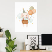 Cute Baby Nursery Witte Konijn Wolk en Sterren Poster (Thuiskantoor)