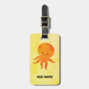 Cute Baby Octopus Cartoon Bagagelabel