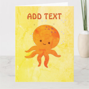 Cute Baby Octopus Cartoon Kaart
