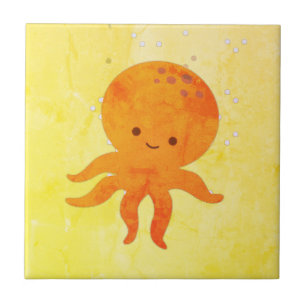 Cute Baby Octopus Cartoon Tegeltje