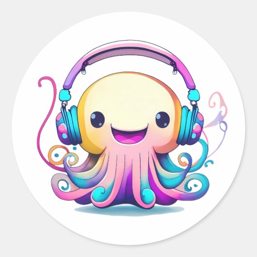 Cute Baby Octopus Ronde Sticker (Voorkant)