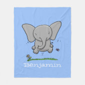 Cute baby olifant blue cartoon illustratie fleece deken (Voorkant)