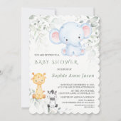 Cute Baby Olifant en Vrienden Safari Baby Shower Kaart (Voorkant)