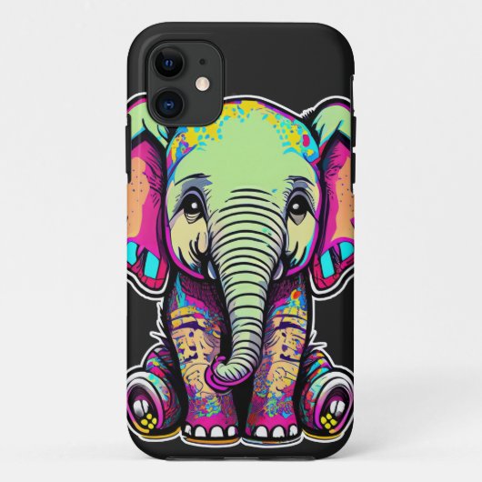 Cute Baby Olifant zittende digitale illustratie Case-Mate iPhone Case (Achterkant)