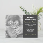 Cute Baby Orangutan Birthday Party Invitation Kaart (Staand voorkant)