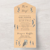 Cute Baby Owl Bird Feathers Bohemian Waterverf Al All In One Uitnodiging (Binnen)