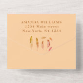 Cute Baby Owl Bird Feathers Bohemian Waterverf All In One Uitnodiging (Achterkant)