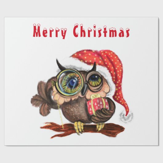 Cute Baby Owl in kerstPet en cadeau voor u Cadeaupapier (Vlak)