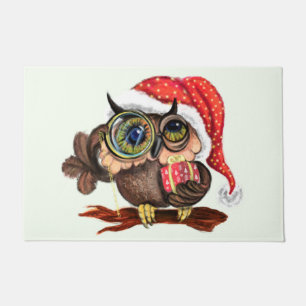 Cute Baby Owl in kerstPet en cadeau voor u Deurmat