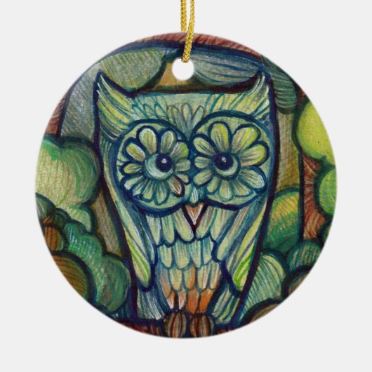 Cute Baby Owl Keramisch Ornament (Voorkant)