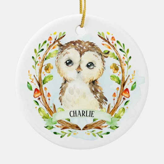 Cute Baby Owl Keramisch Ornament (Voorkant)