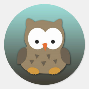 Cute Baby Owl Personalized Ronde Sticker