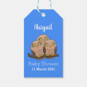 Cute baby owl trio cartoon illustratie cadeaulabel (Achterkant)