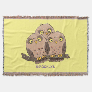 Cute baby owl trio cartoon illustratie deken