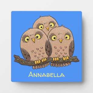 Cute baby owl trio cartoon illustratie fotoplaat