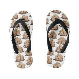 Cute baby owl trio cartoon illustratie kinder teenslippers