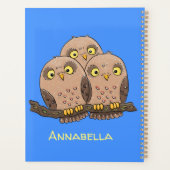 Cute baby owl trio cartoon illustratie planner (Achterkant)