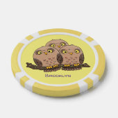 Cute baby owl trio cartoon illustratie poker chips (Enkel)