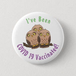 Cute baby owl trio cartoon illustratie ronde button 5,7 cm