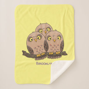 Cute baby owl trio cartoon illustratie sherpa deken